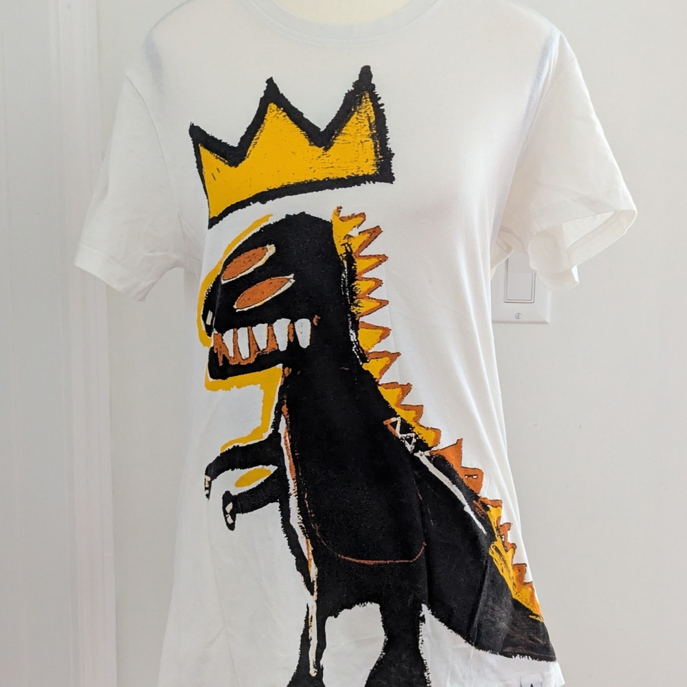 Basquiat Dinosaur Graphic T-Shirt - White and Black